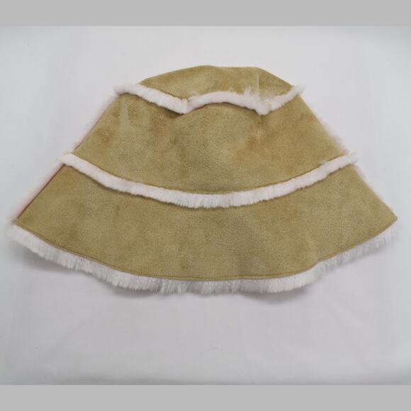 Y2K vintage Gymboree beige faux suede & pink fur lined bucket hat for girls XL - Picture 4 of 7